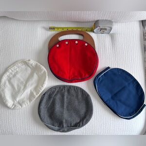 Vintage Bermuda Wood Handle Navy, Red & Gray Purse Bag Interchangeable